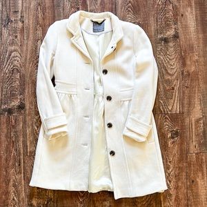 Vintage J Crew Day Lady Double Cloth Made In Italy Cream Wool Winter Coat Size S